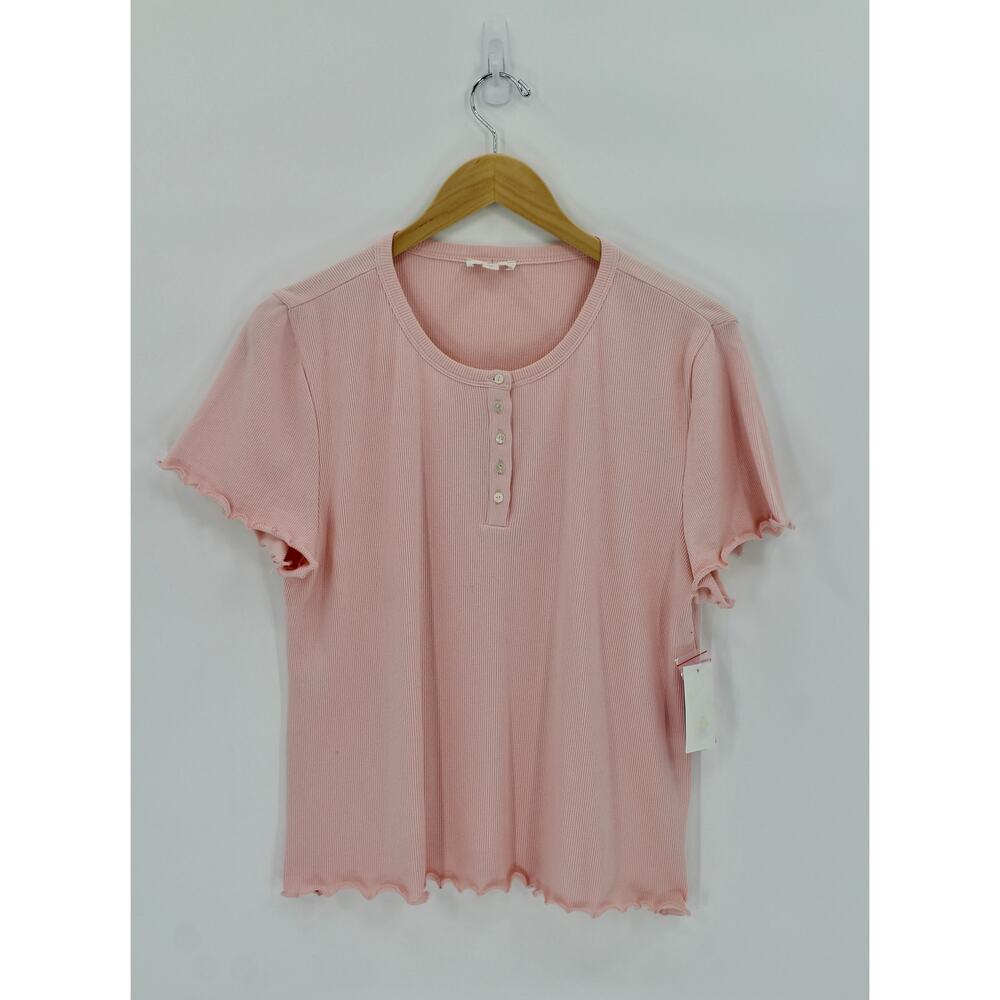NWT Riley & Rae light rose ribbed knit t shirt top womens‎ XL ethereal dainty